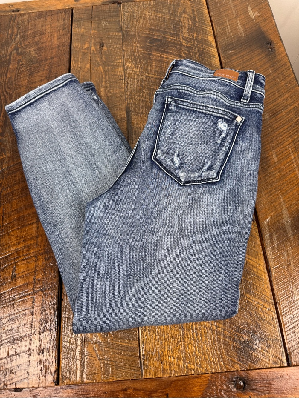 Judy Blue Boyfriend Fit Distressed Jeans Women’s 9/29 Medium Wash Stretch